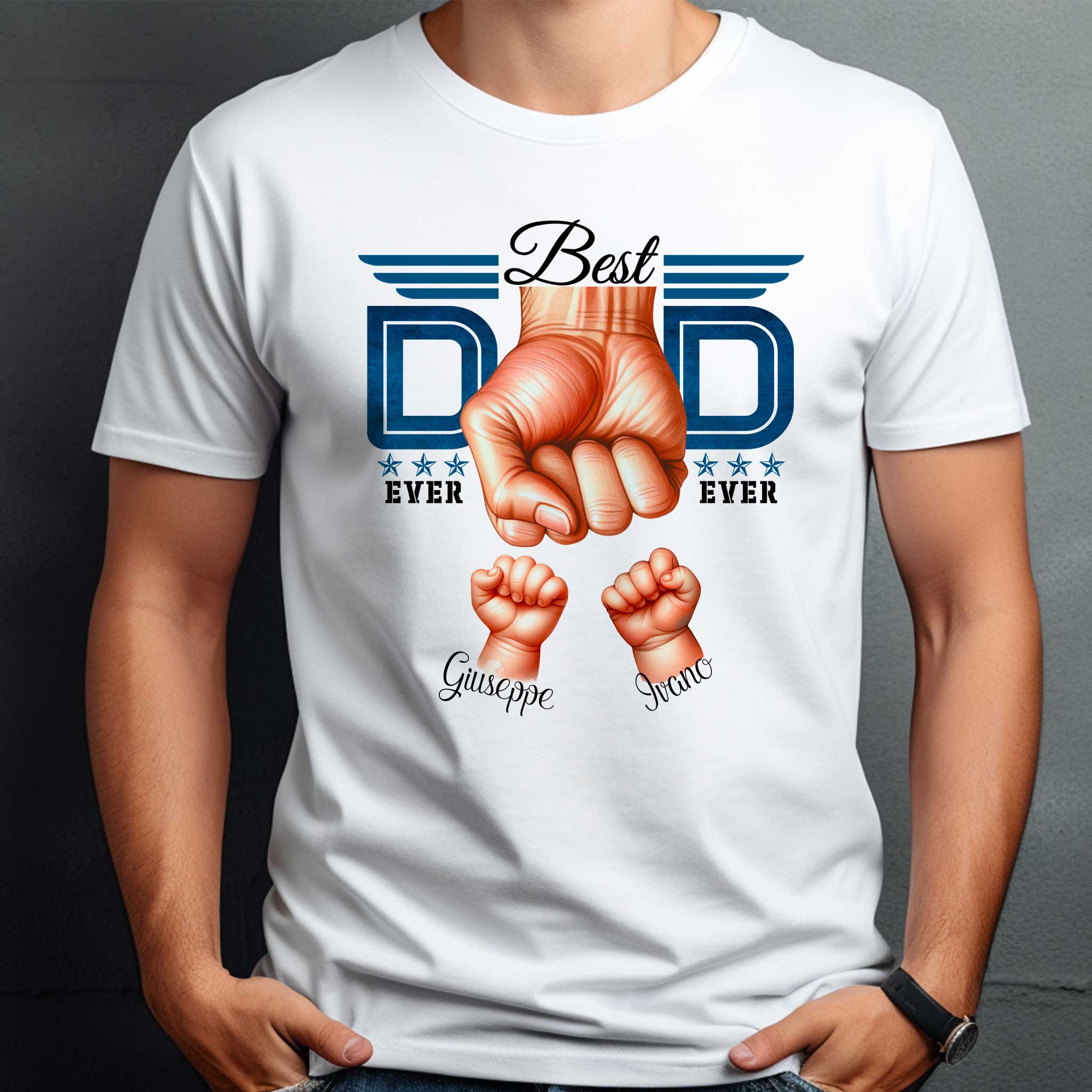 T-shirt "Best Dad Ever" - Regalo Personalizzato per la Festa del Papà 🎁👨‍👧‍👦