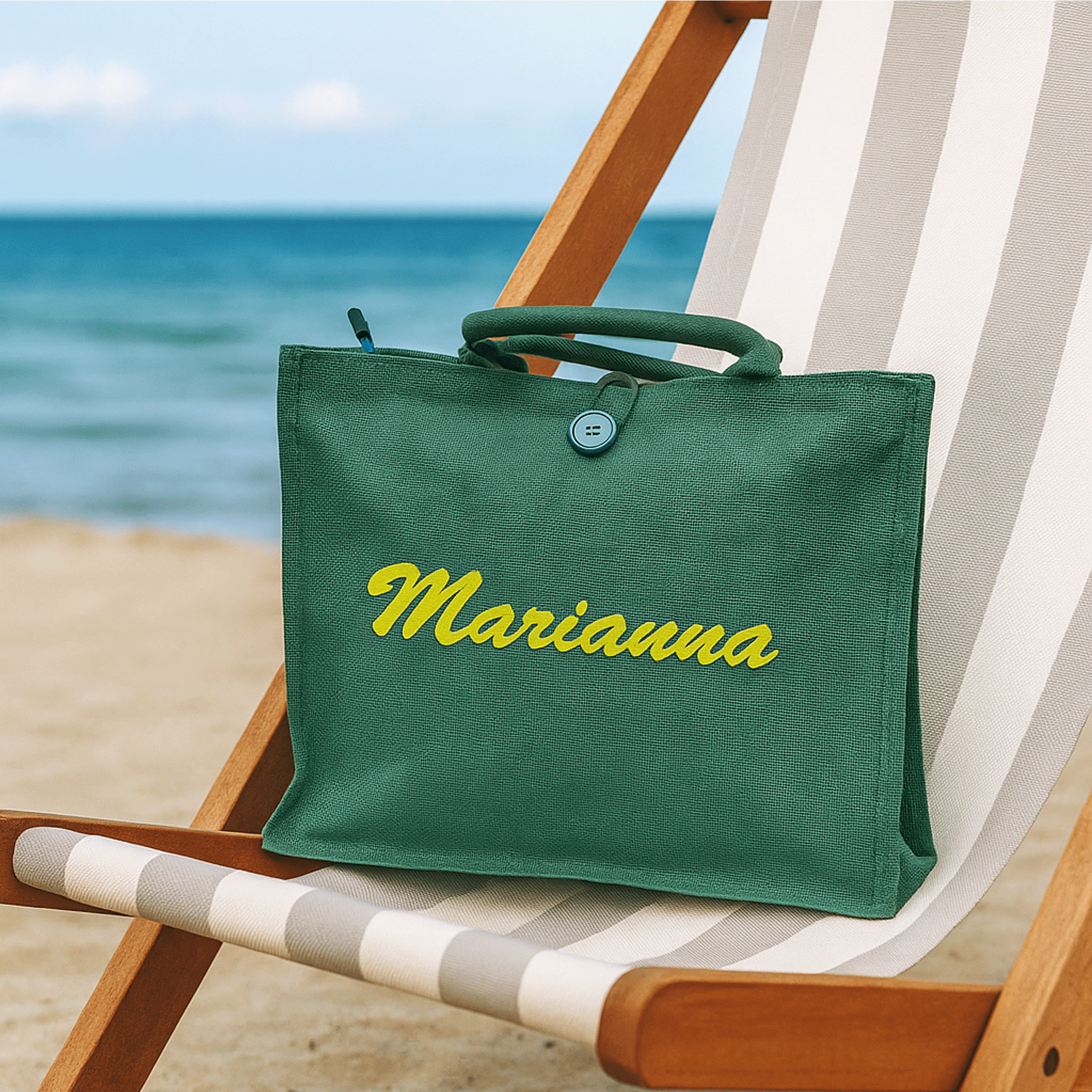 Borsa Mare in Juta Personalizzata con Nome