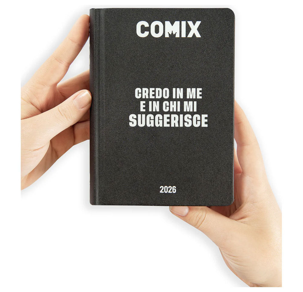 Diario 16 Mesi 2025/26 - COMIX - Giornaliero Mini Nero/Bianco