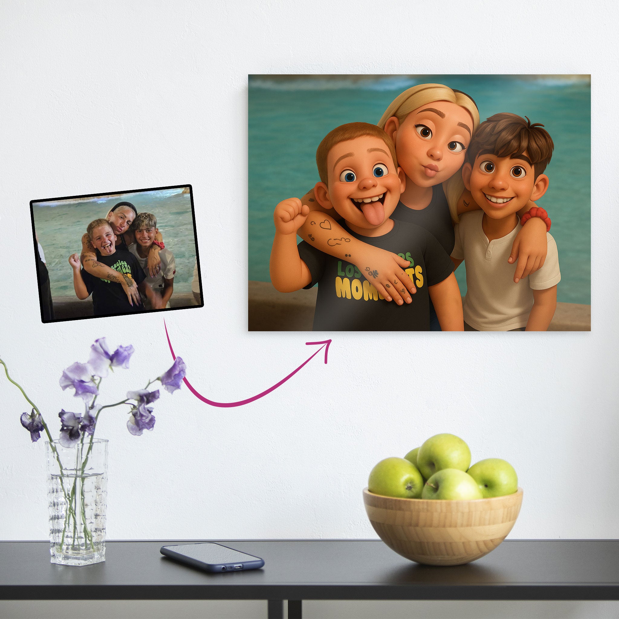 🌸 Cornice in Alluminio con Stampa Cartoon 3D – Speciale Festa della Mamma 🌸